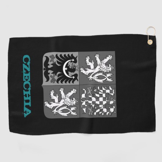 チェコ共和国とチェコの紋章 ゴルフタオル (横)