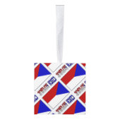 チェコ共和国とチェコ国旗のタイルを使用したパーソナライズギフト キューブオーナメント (右)