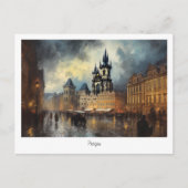 チェコ共和国のプラハの夜 ポストカード (正面)