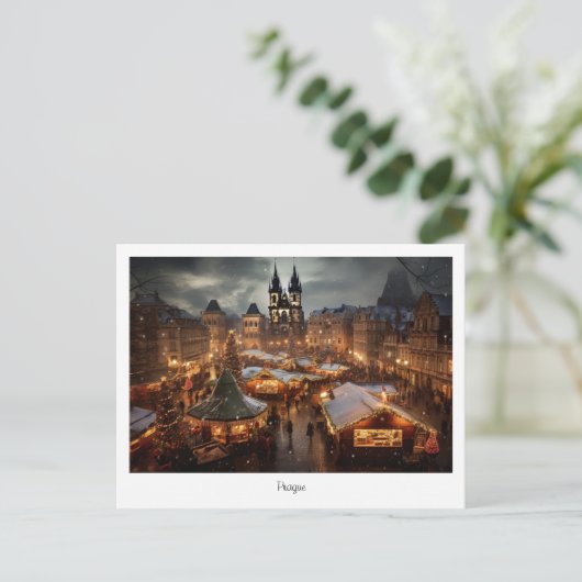 チェコ共和国のプラハの夜 ポストカード (スタンド正面)