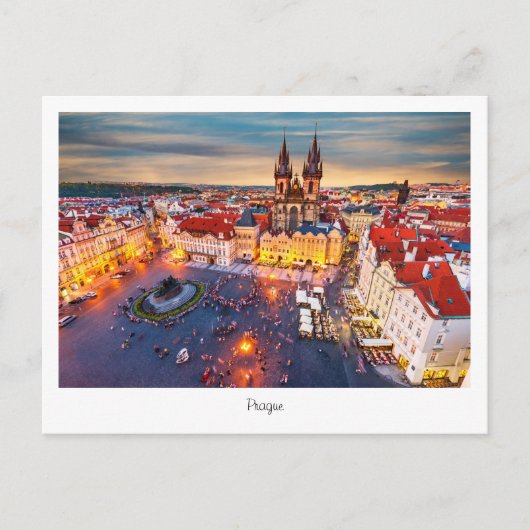 チェコ共和国のプラハの夜 ポストカード (正面)