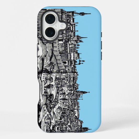 チェコ共和国の中世の首都、プラハ iPhoneケース (裏面)