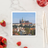 チェコ共和国の旧市街とプラハ城の眺め スタンダードカクテルナプキン (インサイチュ)