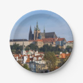 チェコ共和国の旧市街とプラハ城の眺め ペーパープレート (正面)