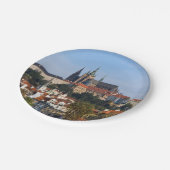 チェコ共和国の旧市街とプラハ城の眺め ペーパープレート (アングル)