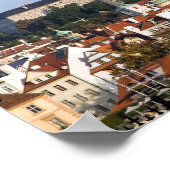 チェコ共和国の旧市街とプラハ城の眺め ポスター (角)