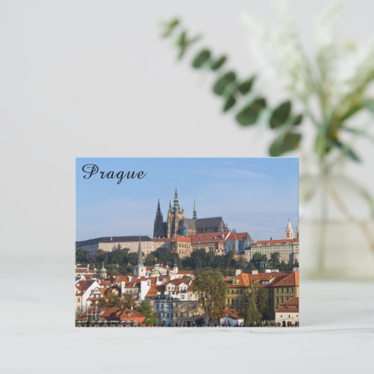 チェコ共和国の旧市街とプラハ城の眺め ポストカード (スタンド正面)