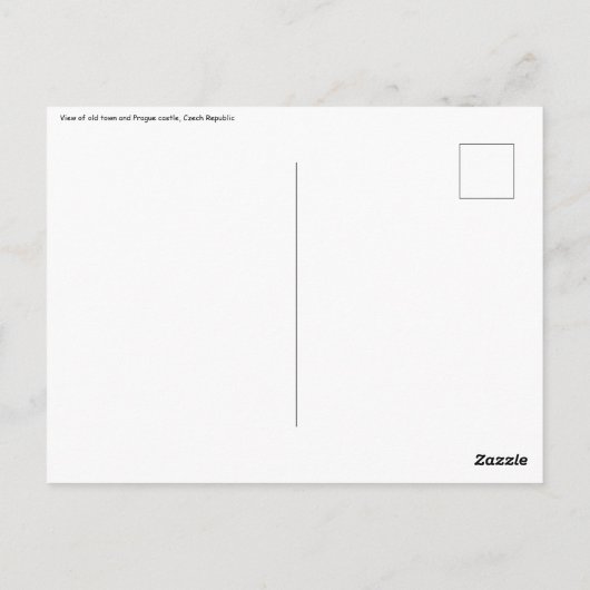 チェコ共和国の旧市街とプラハ城の眺め ポストカード (裏面)