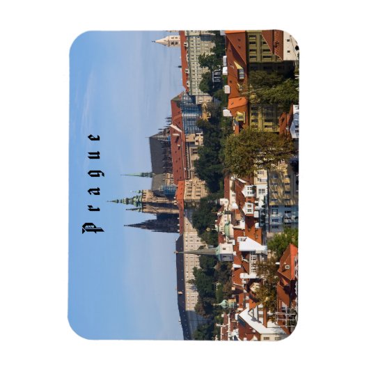 チェコ共和国の旧市街とプラハ城の眺め マグネット (縦)