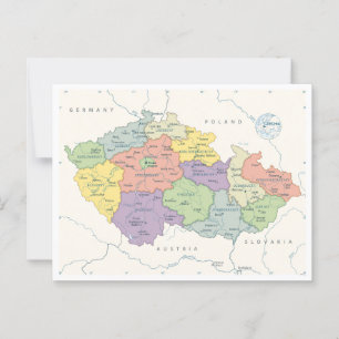 チェコ共和国の詳細地図 ポストカード