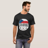 チェコ共和国アイスホッケー国旗ジャージーのサポーターFa Tシャツ (正面フル)