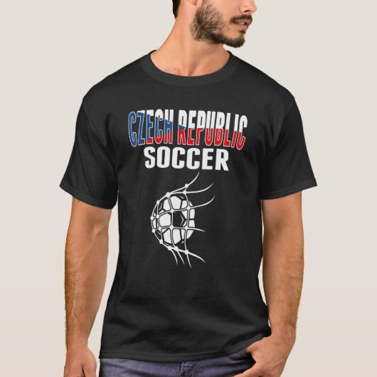 チェコ共和国サッカーのサッカーボールSのネット Tシャツ (正面)