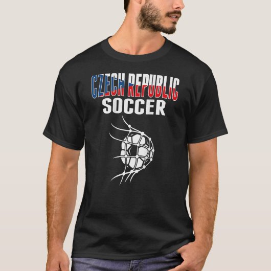 チェコ共和国サッカーのサッカーボールSのネット Tシャツ (正面)