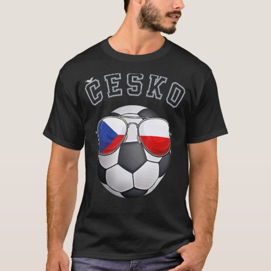 チェコ共和国サッカーファンサングラスサッカーチェコ Tシャツ (正面)