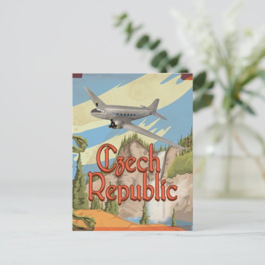 チェコ共和国ヴィンテージ旅行ポスター ポストカード (スタンド正面)