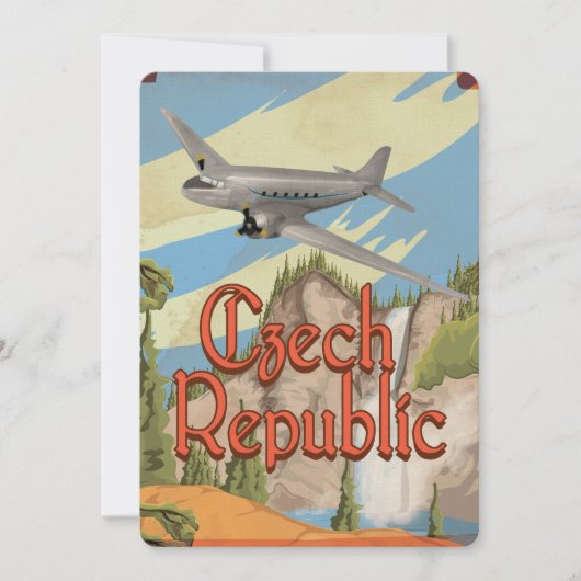 チェコ共和国ヴィンテージ旅行ポスター 招待状 (正面)