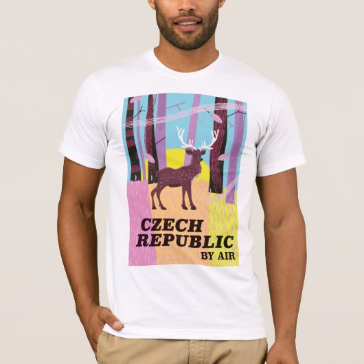 チェコ共和国ヴィンテージ鹿の旅行のポスター Tシャツ (正面)