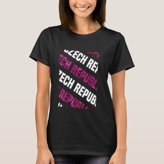 チェコ共和国迷彩柄パターンピンクカモフラージュ Tシャツ (正面)