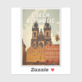 チェコ共和国 イラスト 旅行 アート ヴィンテージ シール (シート)