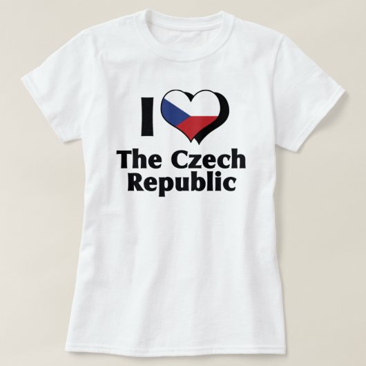 チェコ共和国 フラグ I Love Tシャツ (デザイン正面)