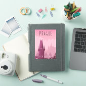 チェコ共和国 プラハ ヴィンテージ スタイル トラベル ポスター シール (iPadカバー)