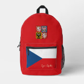 チェコ共和国、レッドバックパック、チェコ国旗/愛国者 プリントバックパック (正面)