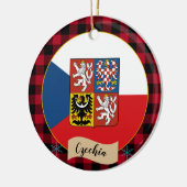 チェコ共和国、レッドバッファロープレイド&チェコ国旗 セラミックオーナメント (左)