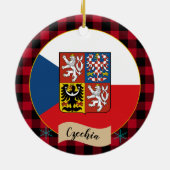 チェコ共和国、レッドバッファロープレイド&チェコ国旗 セラミックオーナメント (裏面)