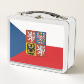 チェコ国旗で紋章を重ね メタルランチボックス (正面)