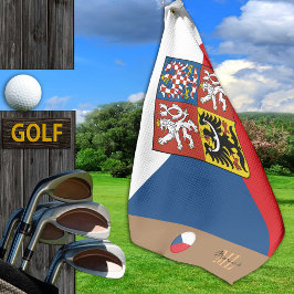 チェコ国旗とチェコモノグラムのゴルフタオル ゴルフタオル