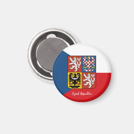 チェコ国旗とチェコ共和国の休日/スポーツファン マグネット (正面/裏面)