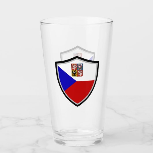 チェコ国旗のコートを着た武器 タンブラーグラス (正面)