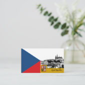 チェコ国旗のビジネスモダンカード，チェコ 名刺 (スタンド正面)