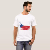 チェコ国旗のブラシアート Tシャツ (正面フル)