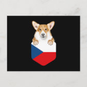 チェコ国旗のペンブロークウェルシュコーギーの犬ポケット ポストカード (正面)