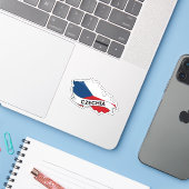 チェコ国旗の地図 シール (ノートパソコンとiPhone)