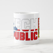 チェコ国旗の文字とエンブレム ジャンボコーヒーマグカップ (正面)