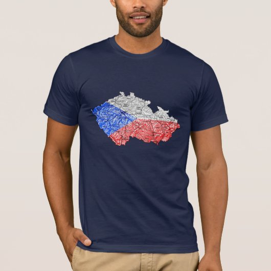 チェコ国旗の色地図Tシャツ Tシャツ (正面)