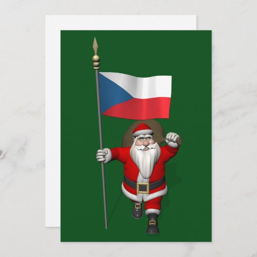 チェコ国旗を持つスイートサンタクロース シーズンカード (正面/裏面)