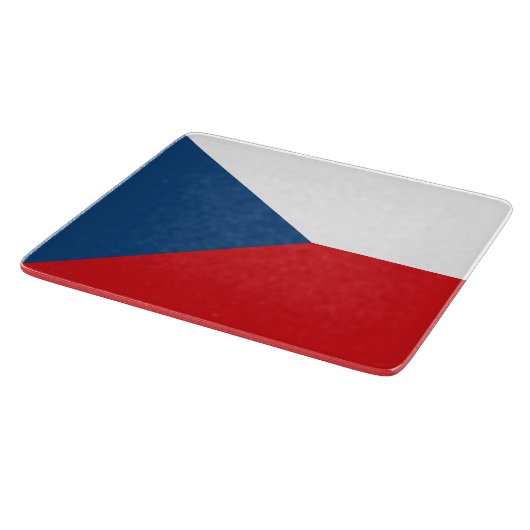 チェコ国旗を掲げた小さなガラス板 カッティングボード (角)