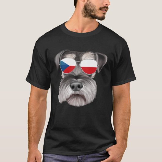 チェコ国旗ミニチュアシュナウツァードグチェコ Tシャツ (正面)