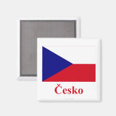 チェコ国旗（チェコ語で名前を付けて表示） マグネット (正面/裏面)