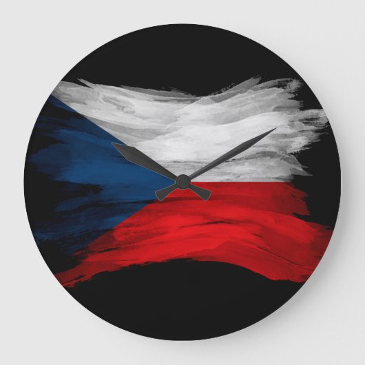 チェコ国旗、国旗 ラージ壁時計 (正面)