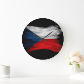チェコ国旗、国旗 ラージ壁時計 (ホーム)