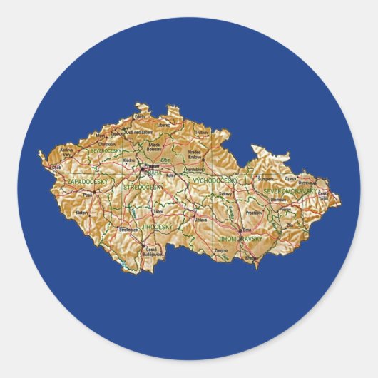 チェコ地図ステッカー ラウンドシール (正面)