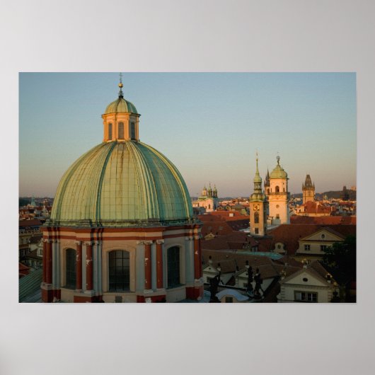 チェコ，プラハ，聖フランシス教会のドーム ポスター (正面)