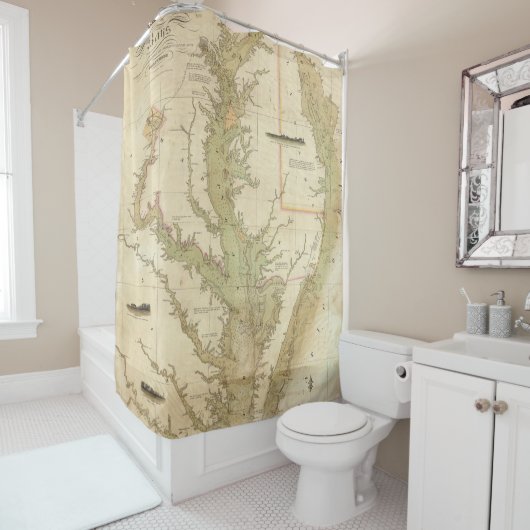 チェサピークおよびデラウェア湾の図表 シャワーカーテン (インサイチュ)