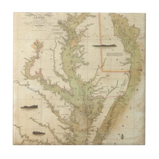 チェサピークおよびデラウェア湾の図表 タイル (正面)