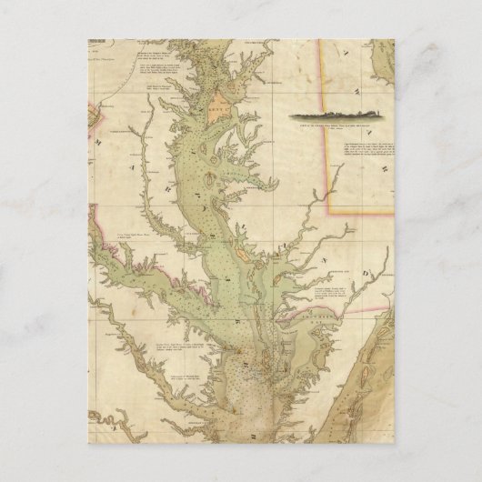 チェサピークとデラウェア湾のチャート ポストカード (正面)