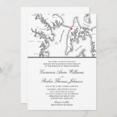 チェサピークフォーマルベイビーチクラブMDマップ結婚ズ 招待状 (正面/裏面)